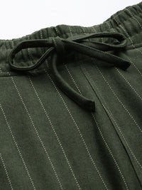The Indian Garage Co Men Olive Striped Joggers