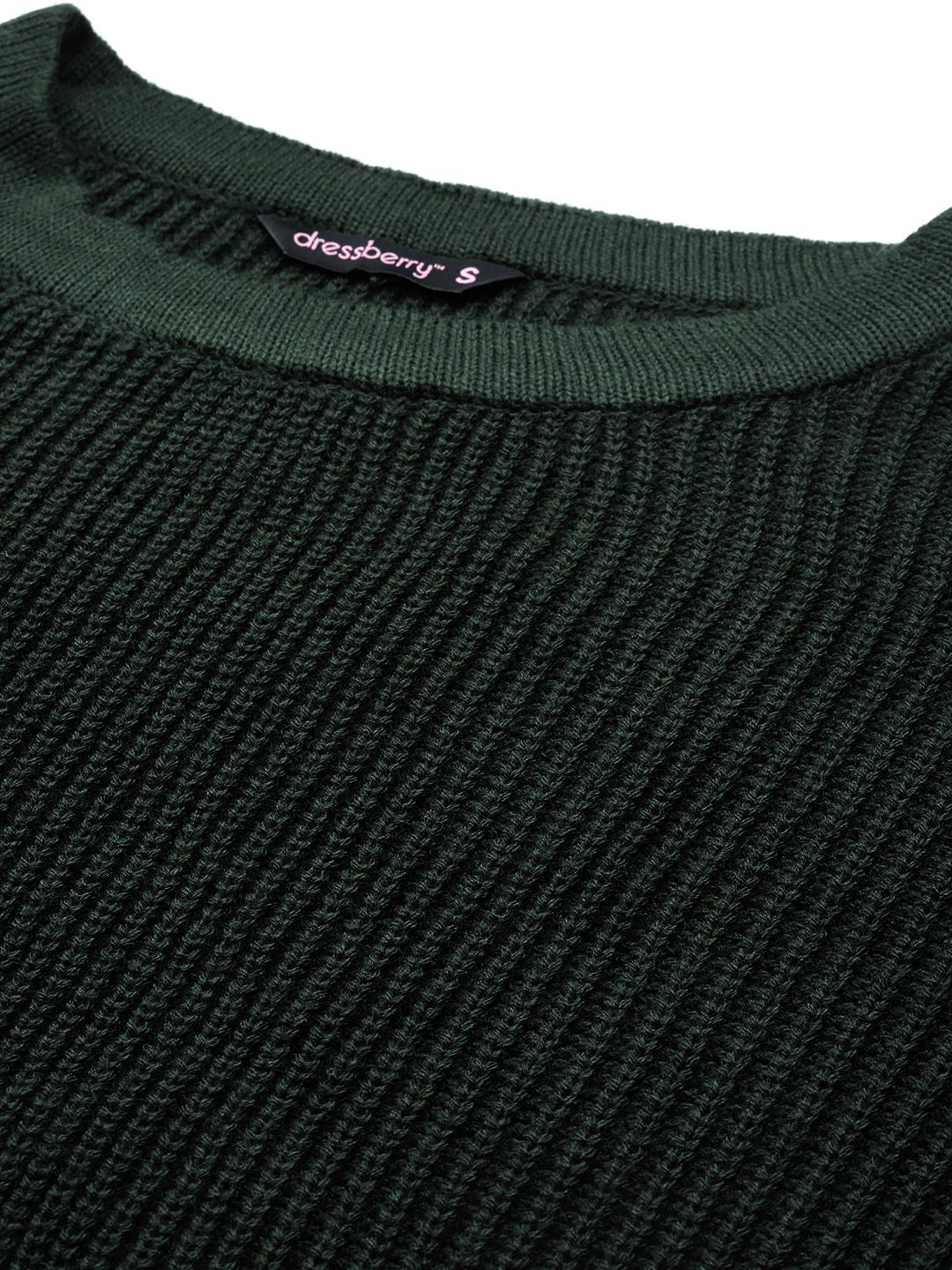 DressBerry Ribbed Acrylic Poncho with Fringed Detail