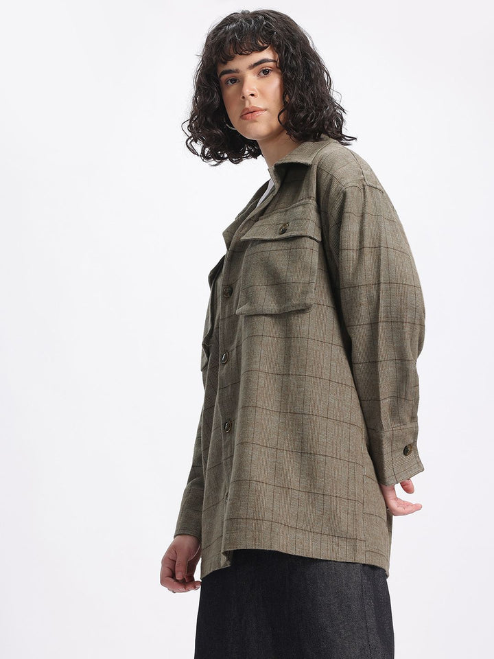 DressBerry Cozy Checks Flannel Oversized Longline Shacket