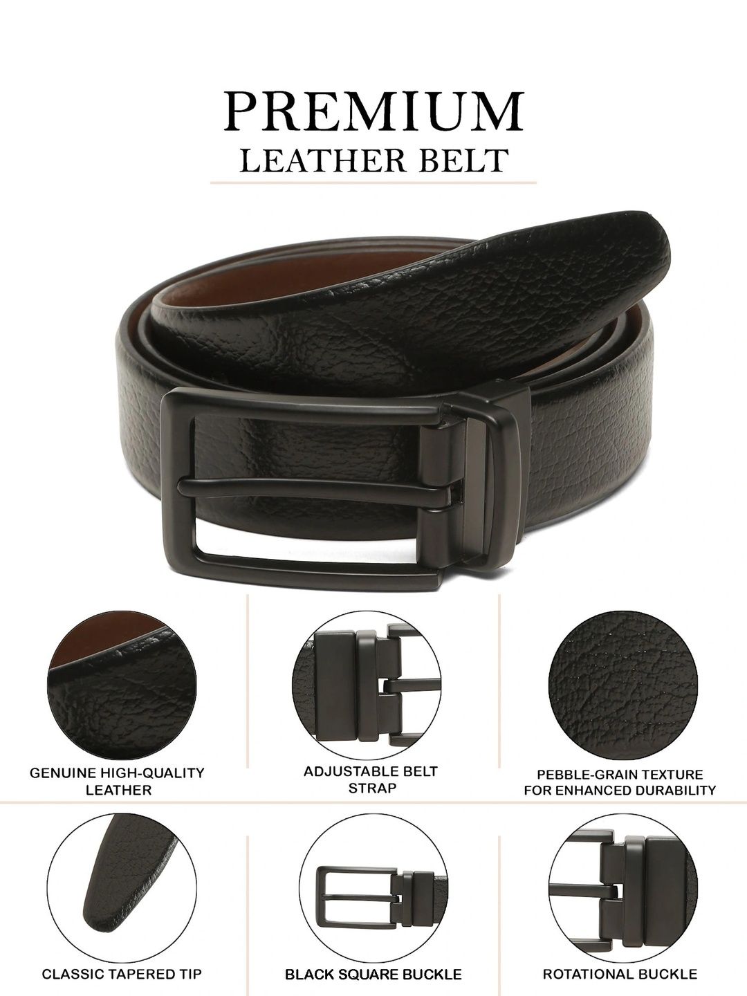 Teakwood Leathers Men Textured Leather Reversible Belt