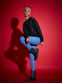 SASSAFRAS Black Embellished Sweatshirt