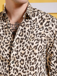 The Indian Garage Co Slim Fit Animal Printed Pure Cotton Casual Shirt