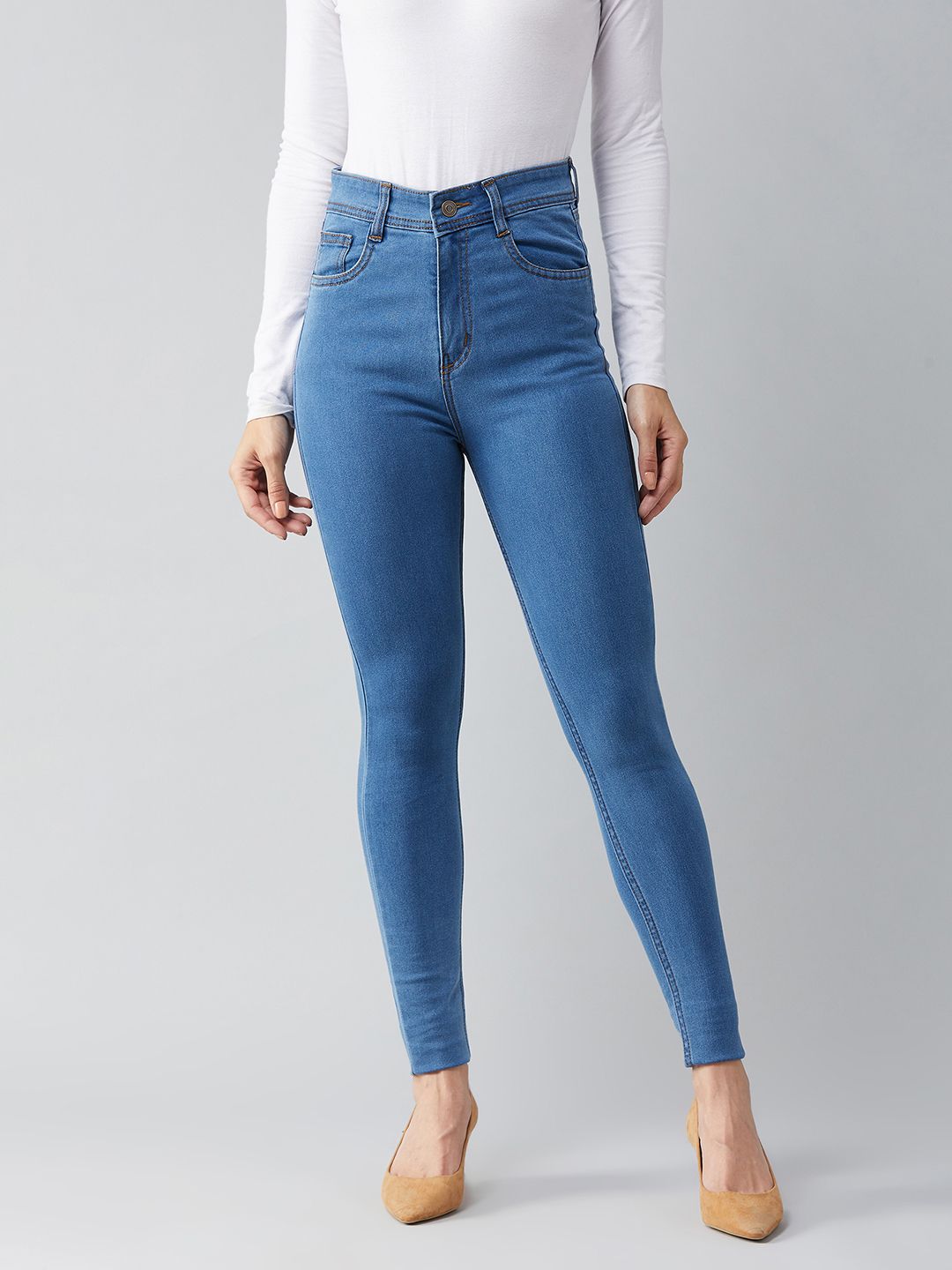 Miss Chase Women Blue Skinny Fit High-Rise Clean Look Jeans