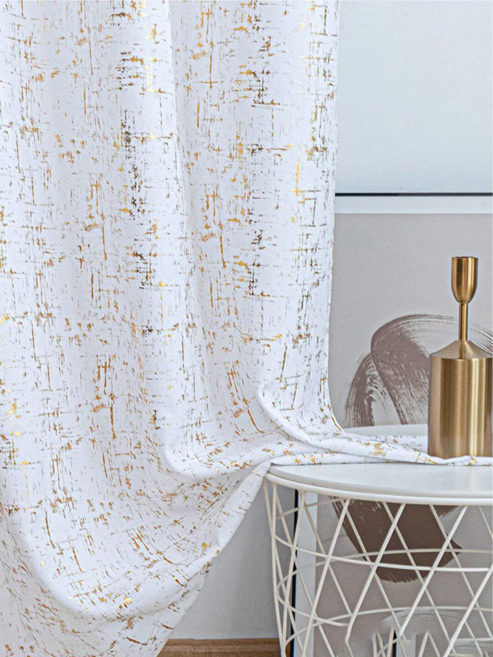URBAN SPACE White & Gold-Toned Black Out Long Door Curtain