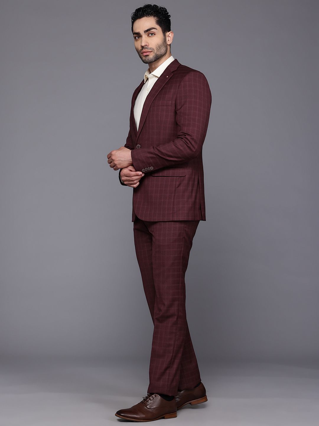 Raymond Creaseless Checked Contemporary Fit 2-Piece Formal Suit