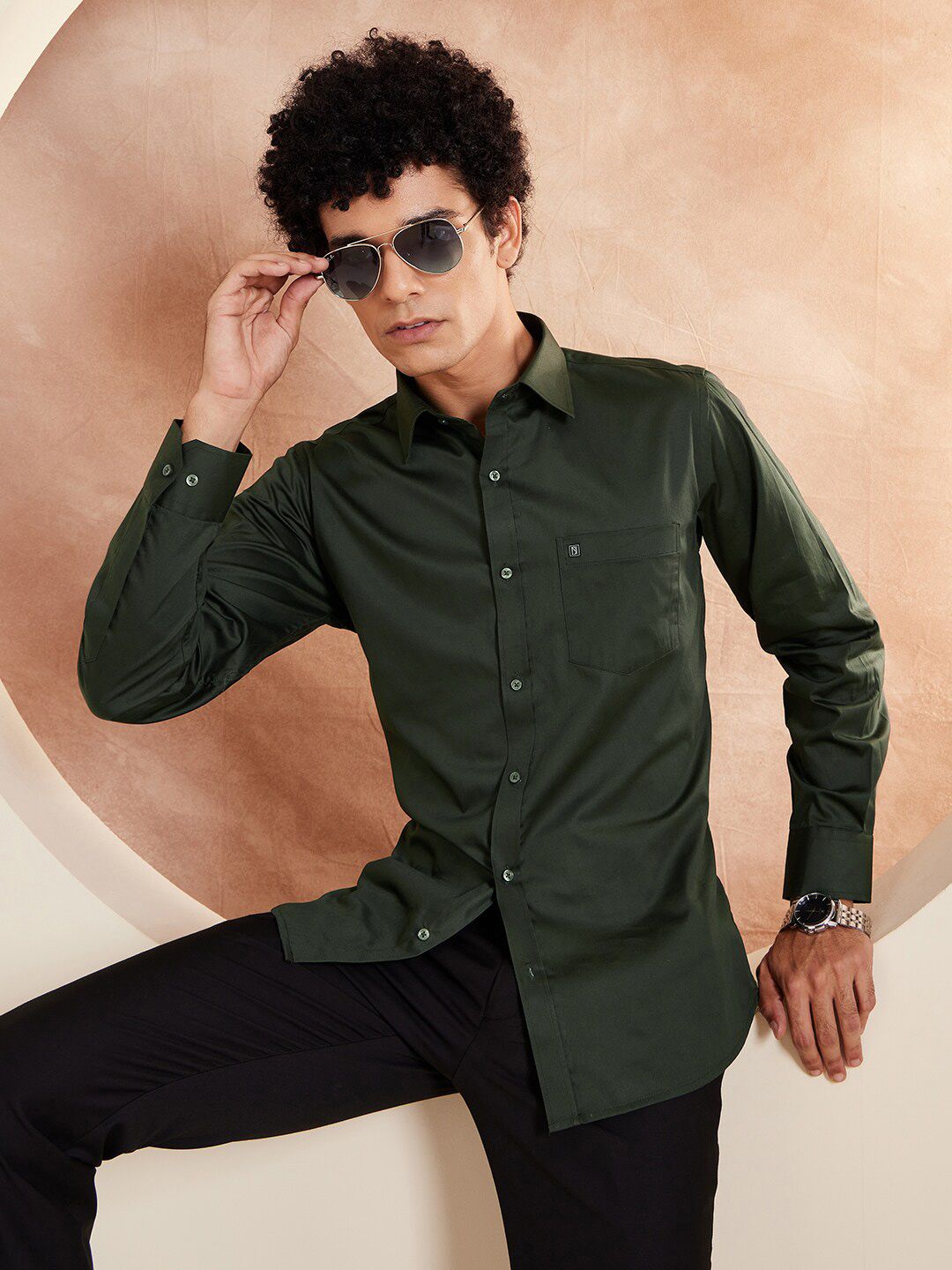 DENNISON Brand Logo Cotton Satin Shirt