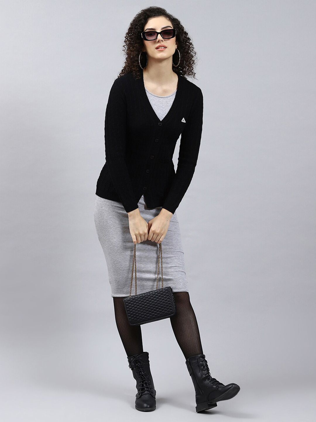 Monte Carlo V-Neck Cable Knit Woollen Cardigan