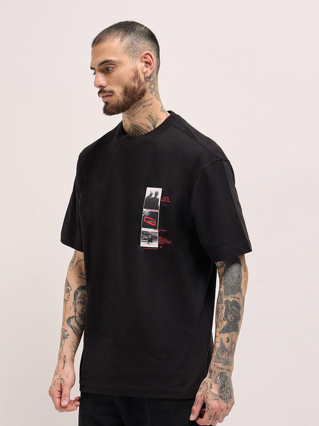 Tipografi Lelaki Bear House dicetak kapas leher bulat santai t-shirt