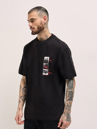 Tipografi Lelaki Bear House dicetak kapas leher bulat santai t-shirt