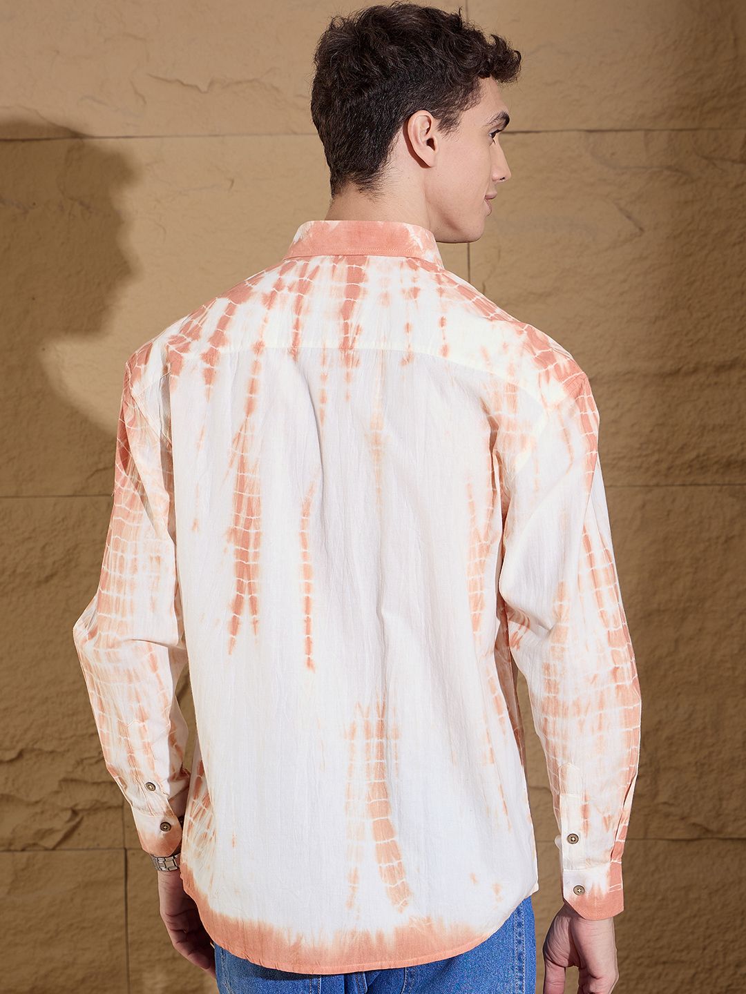 DENNISON Men Tie & Dye Oversized Cotton Casual Shirt