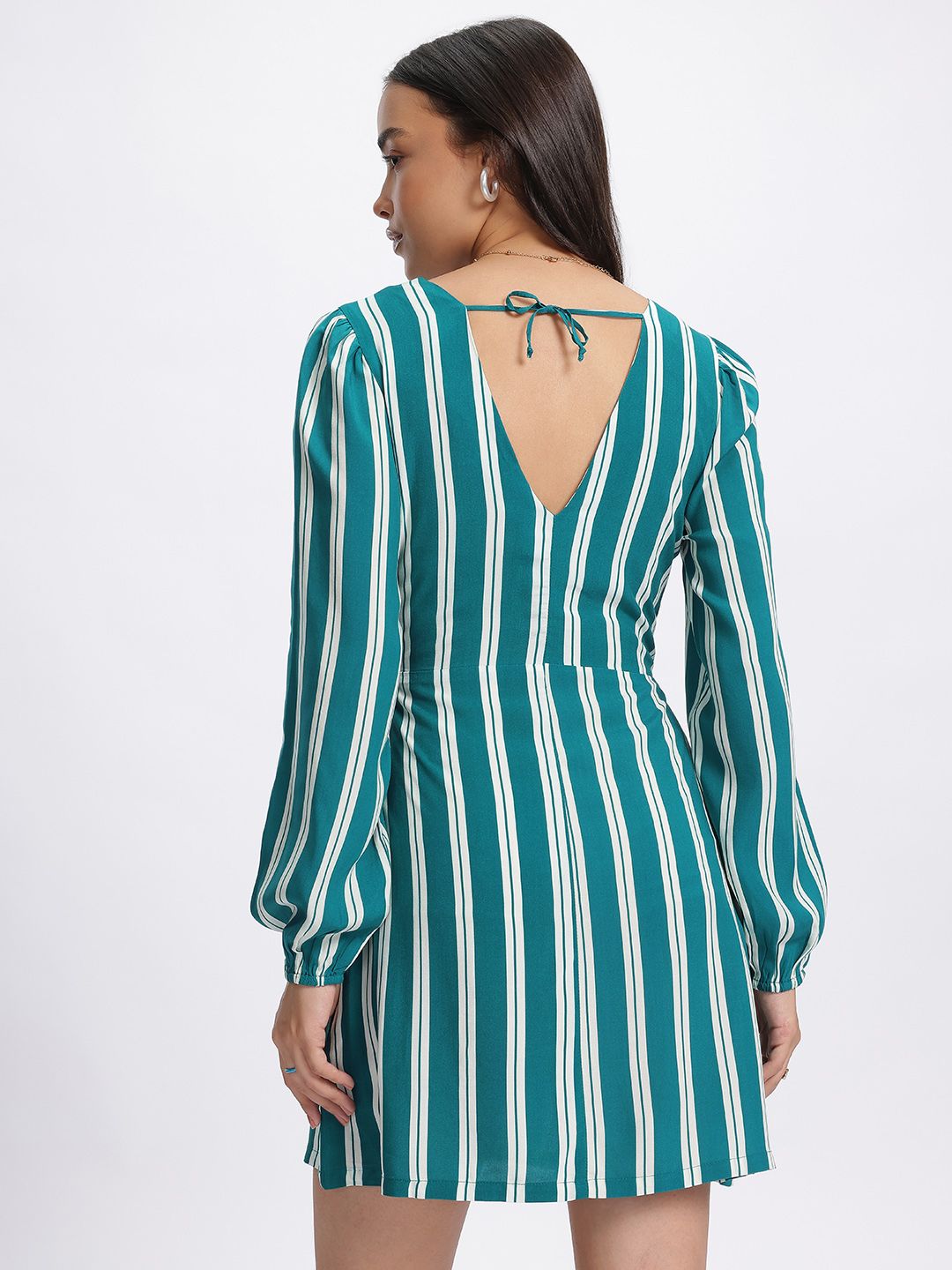DressBerry Striking Stripes Styled Back Empire Mini Dress