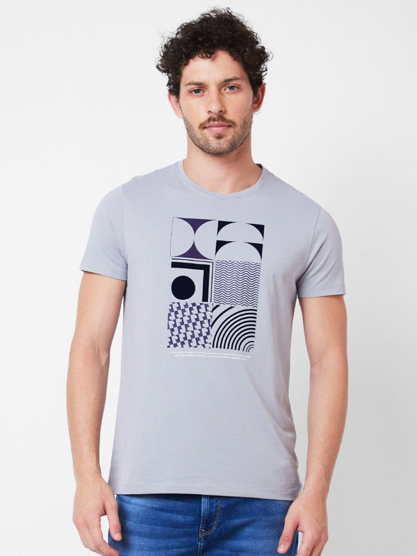 T-shirt Cotton Slim Graphic Printed Spykar