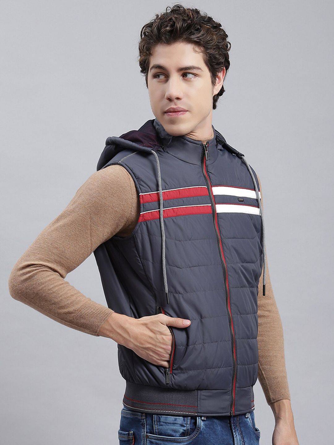 Monte Carlo Striped Lightweight Puffer Jacket