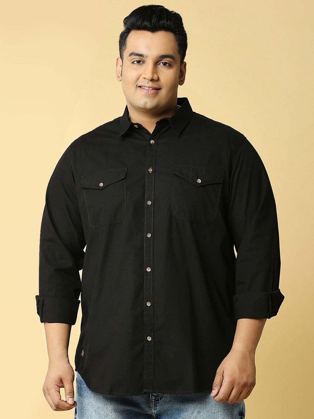 Thomas Scott Plus Size Cotton Premium Slim Fit Opaque Casual Shirt
