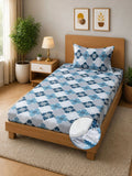 Moda Rapido X KLOTTHE Blue & Grey Geometric 400 TC Single Bedsheet with 1 Pillow Covers
