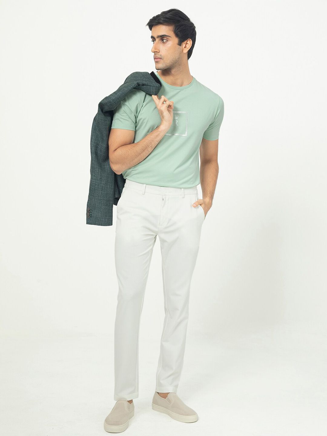 RARE RABBIT Men Travellers Mid Rise Plain Slim Fit Trouser