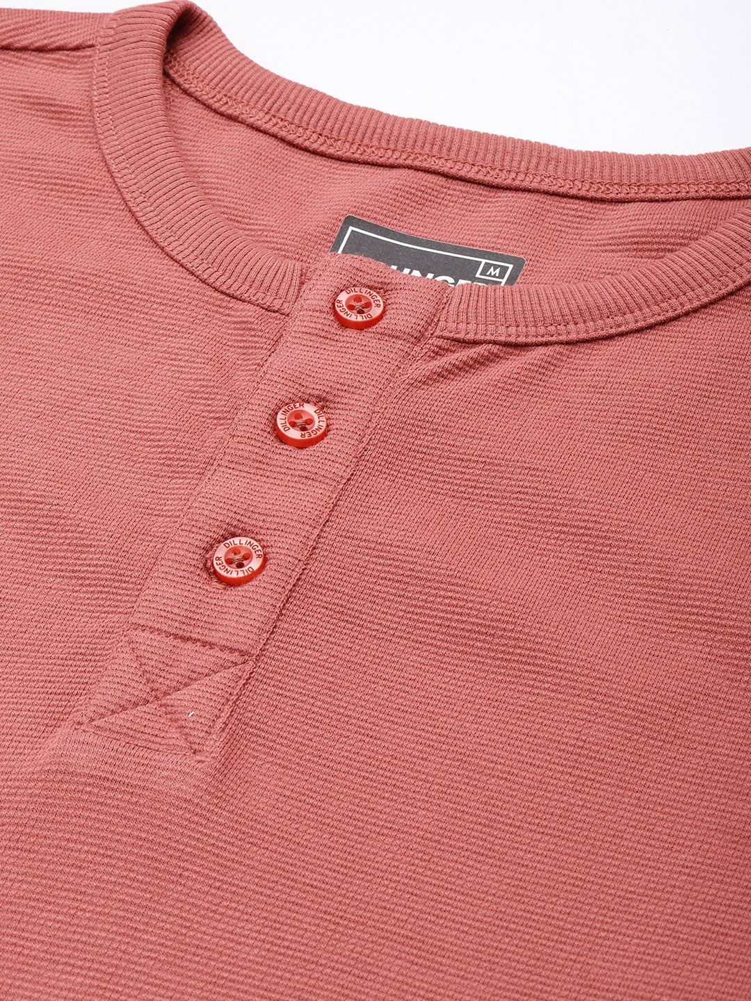 DILLINGER Men Henley Neck Honeycomb Structure T-shirt