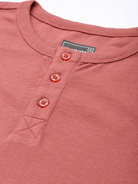 DILLINGER Men Henley Neck Honeycomb Structure T-shirt