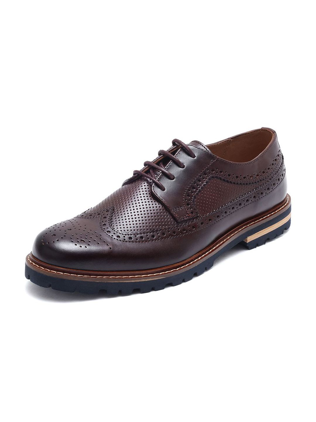 RARE RABBIT Men Textured Leather Formal Brogues