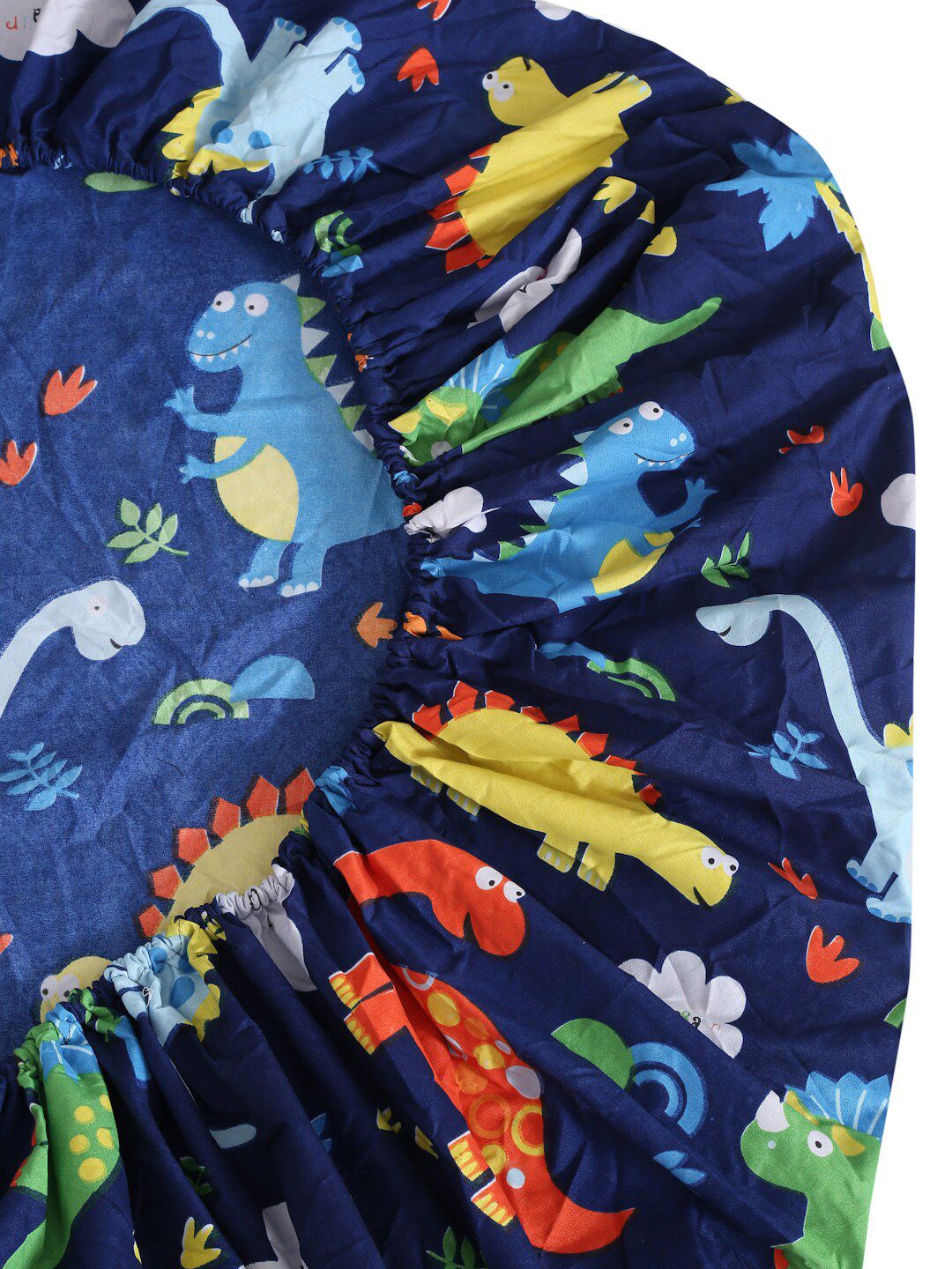 KLOTTHE Blue & Orange Cartoon Characters 300 TC Fitted King Bedsheet with 2 Pillow Covers