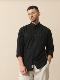 Mr Bowerbird Men Black Solid Tailored Fit Casual Shirt