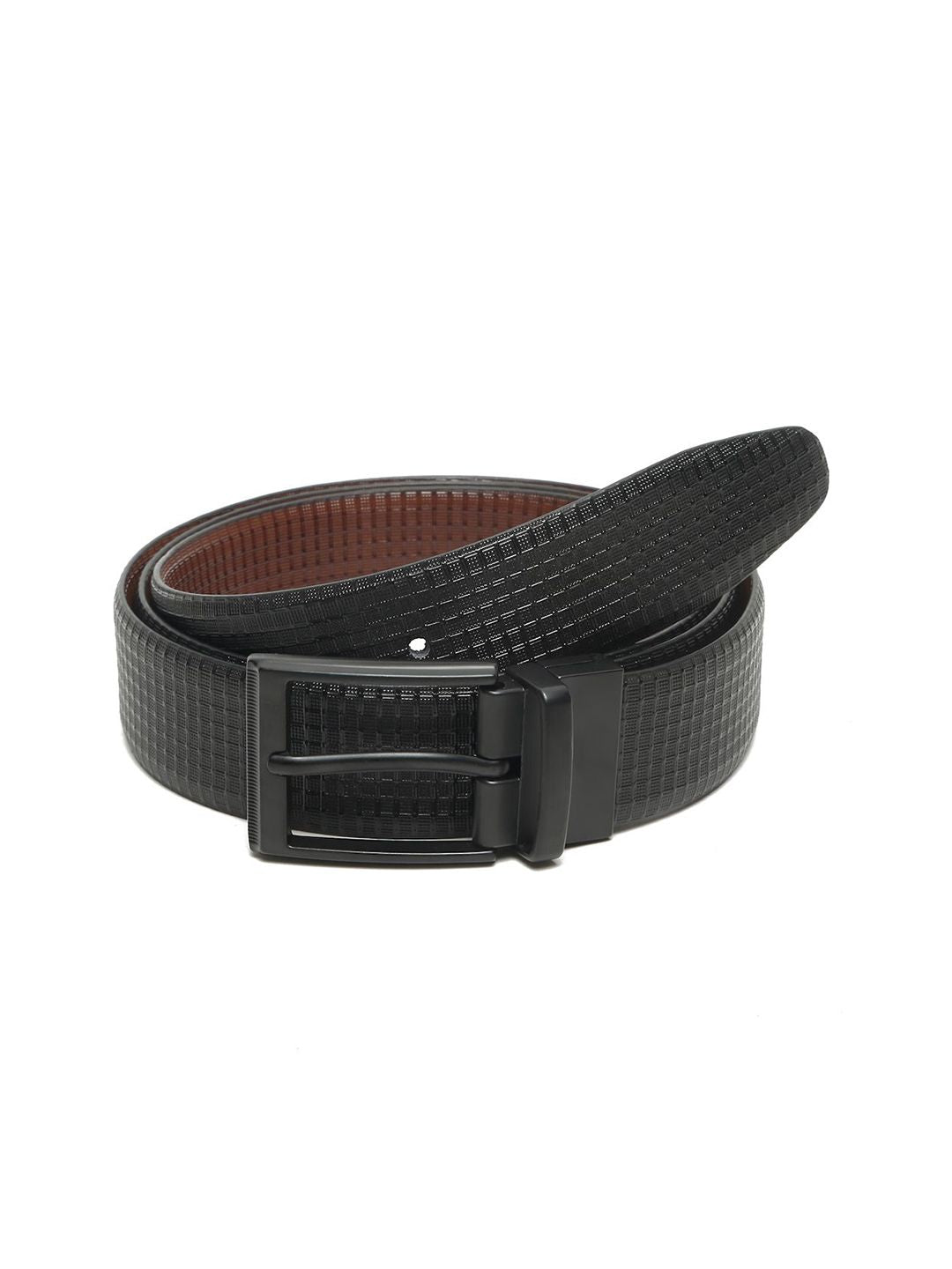 Teakwood Leathers Men Textured Leather Reversible Formal Belt