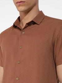Campus Sutra Brown Textured Shirt & Shorts