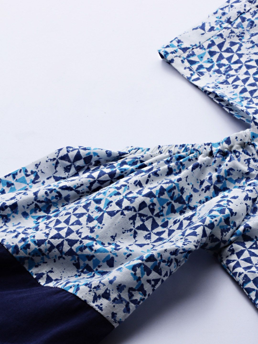 Anouk Women White & Blue Printed Kurta with Trousers