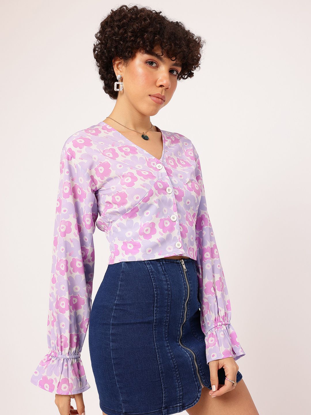 DressBerry Petal Power Floral Printed Shirt Style Top