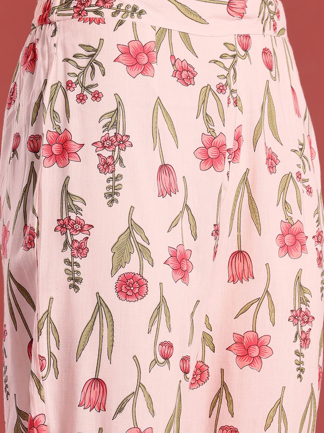 Anouk Floral Printed Pure Cotton Kurta with Trousers & With Dupatta