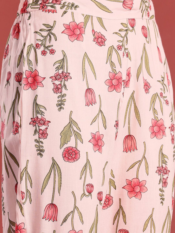 Anouk Floral Printed Pure Cotton Kurta with Trousers & With Dupatta