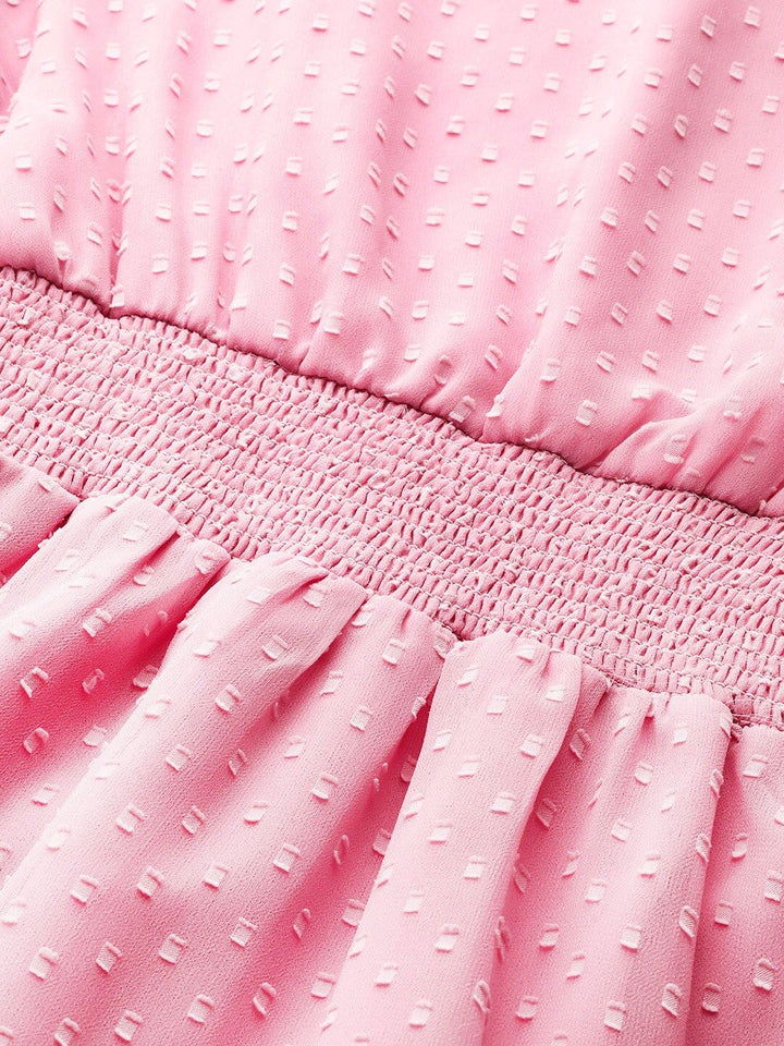 all about you Pink Dobby Weave Cinched Waist A- Line Dress