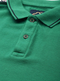 Being Human Clothing Men Green Solid Polo Collar Pure Cotton T-shirt with Taping