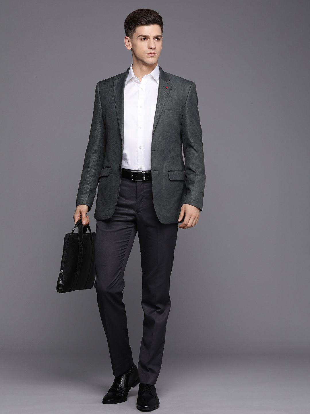 Raymond Textured Contemporary Fit Single Breasted Formal Blazer