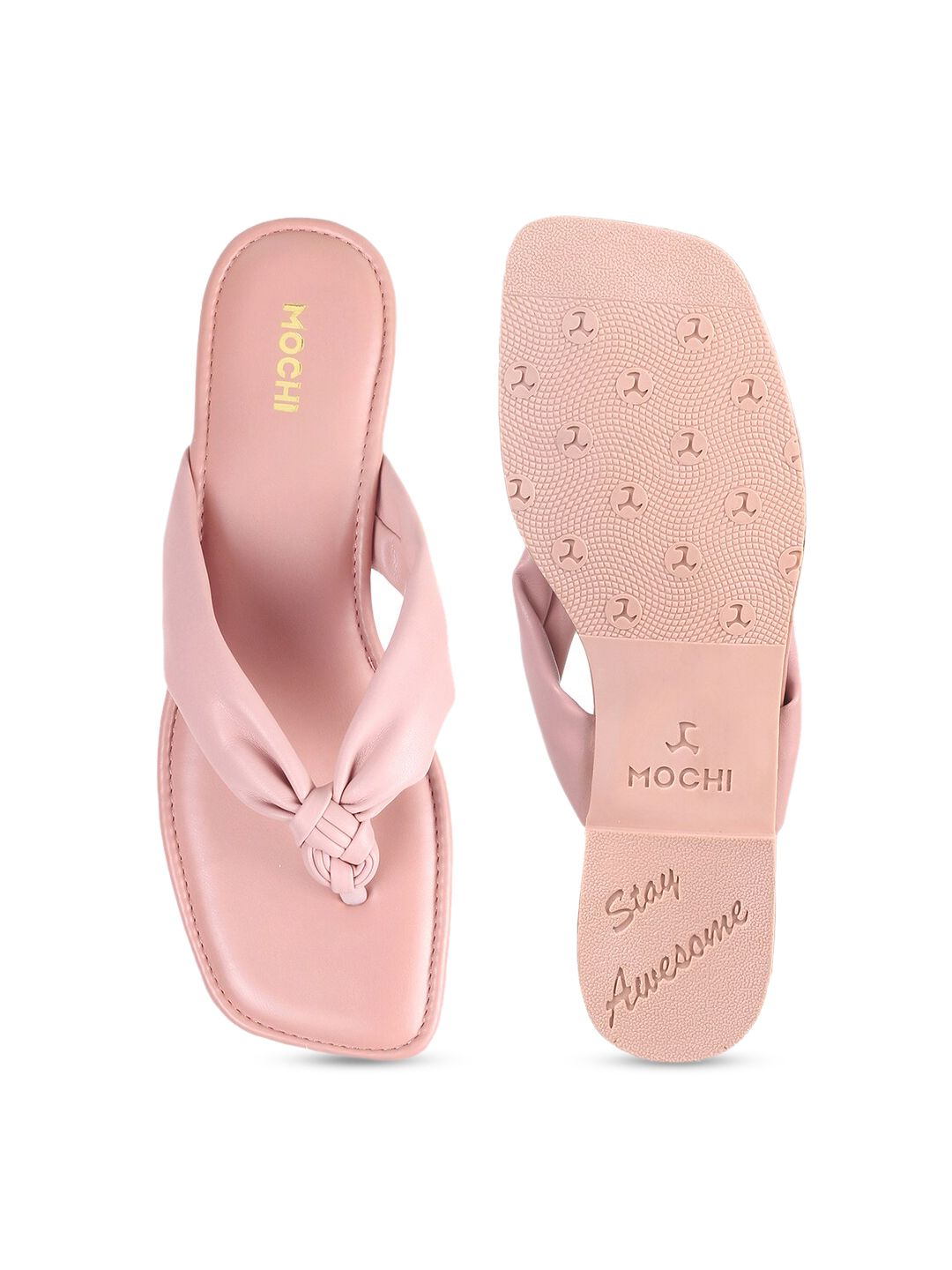 Mochi Women Pink Open Toe Flats