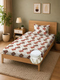 Moda Rapido X KLOTTHE Beige & Red Geometric 400 TC Single Bedsheet with 1 Pillow Covers