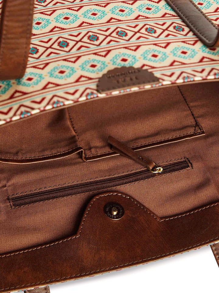 TEAL BY CHUMBAK Floral Printed Structured Handheld Bag