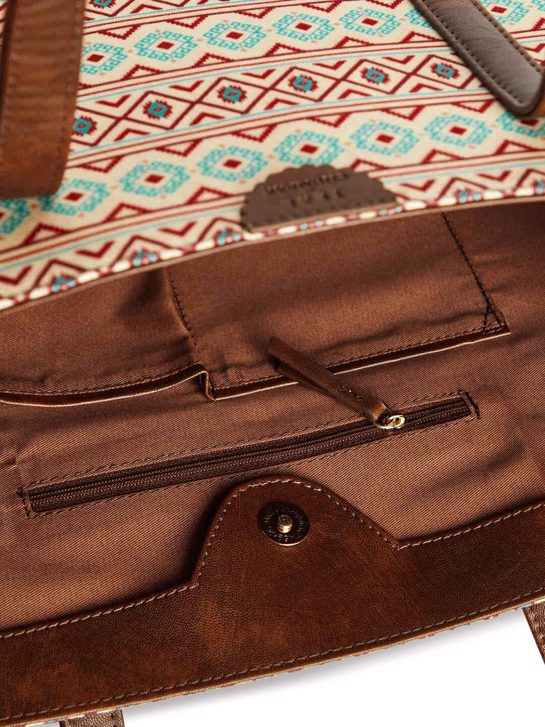 TEAL BY CHUMBAK Floral Printed Structured Handheld Bag