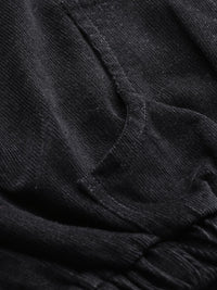 SASSAFRAS Women Black Solid Corduroy Cropped Bomber Jacket