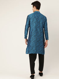 SOJANYA Men Blue Woven Design Straight Kurta