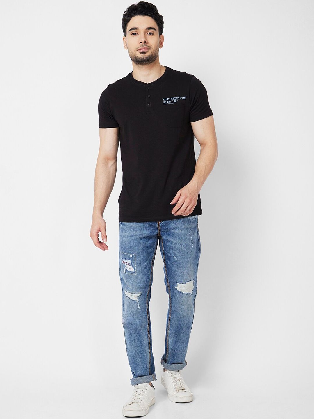 SPYKAR Men Mildly Distressed Heavy Fade Stretchable Jeans