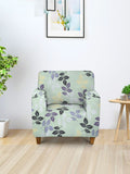 Cortina Olive Green Floral-Printed Single-Seater Sofa Covers