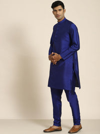 SOJANYA Lelaki Navy Blue Motif Etnik Sulam Kurta Churidar