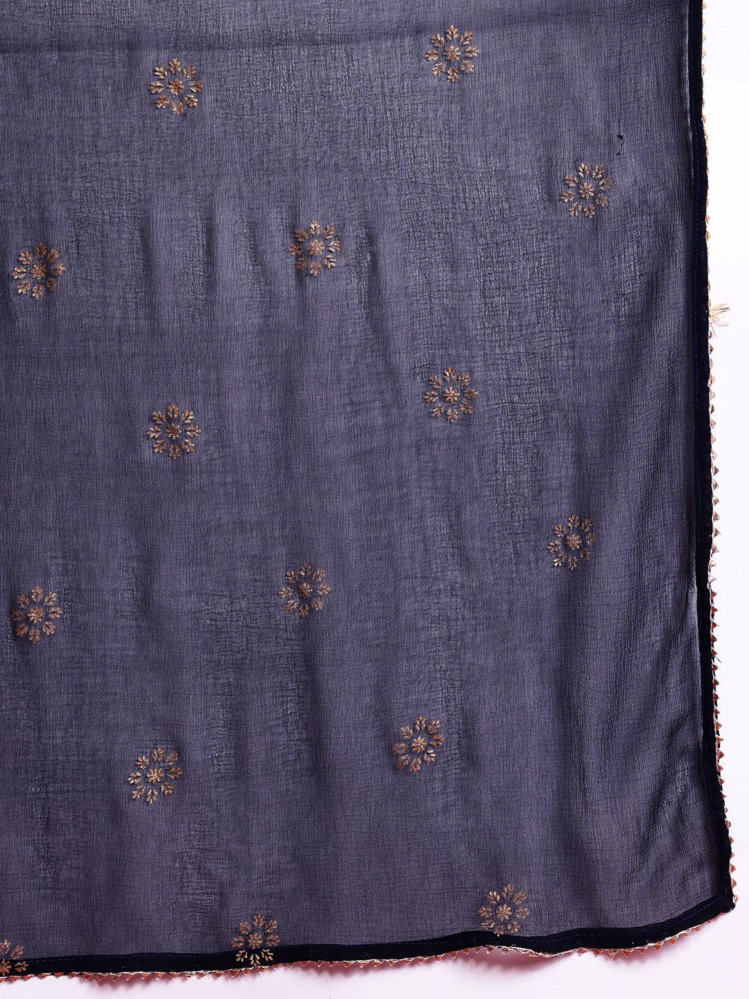 Anouk Ethnic Printed Yoke Embroidered Layered Kurta with Dupatta