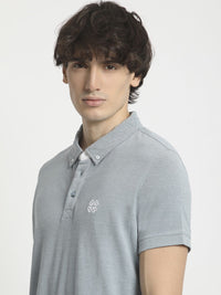 THE BEAR HOUSE Men Polo Collar Regular Fit Pure Cotton Solid T-shirt