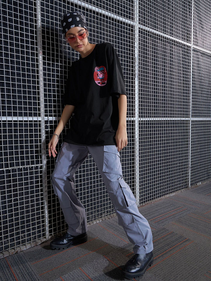 SASSAFRAS Graphic Printed Drop-Shoulder Oversized Pure Cotton T-shirt