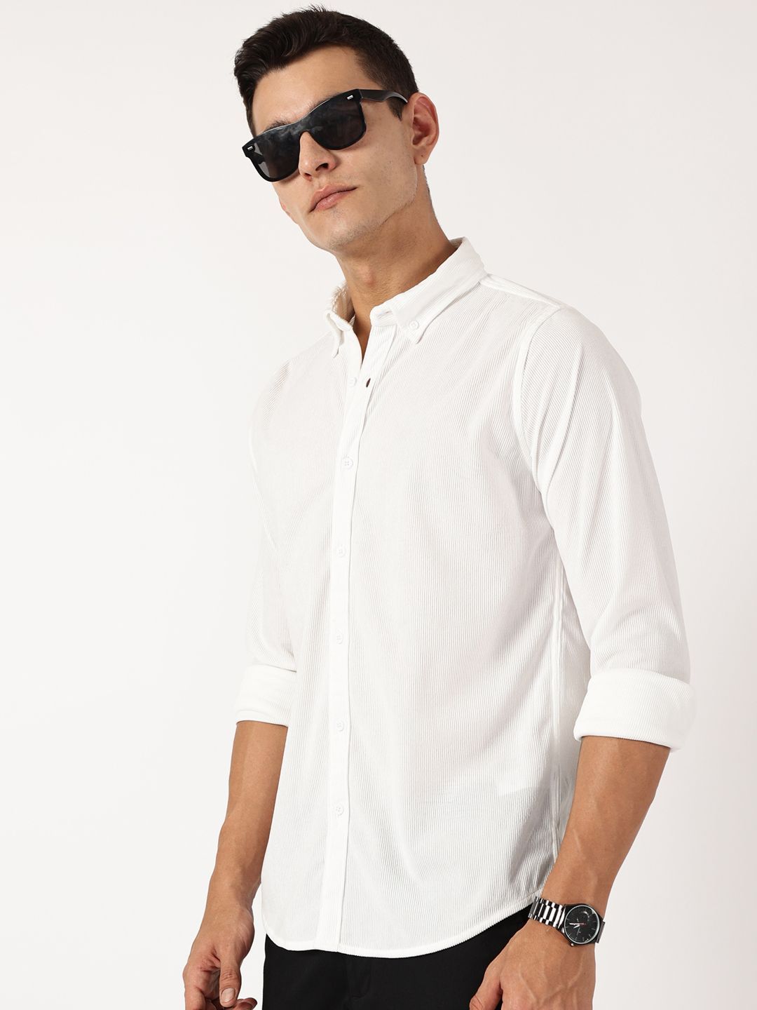 Thomas Scott Men Premium Button-Down Collar Corduroy Cotton Casual Shirt