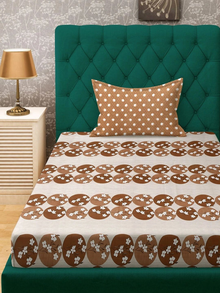 Moda Rapido X KLOTTHE Coklat & Beige Floral 400 TC Cadar Single dengan 1 Sarung Bantal