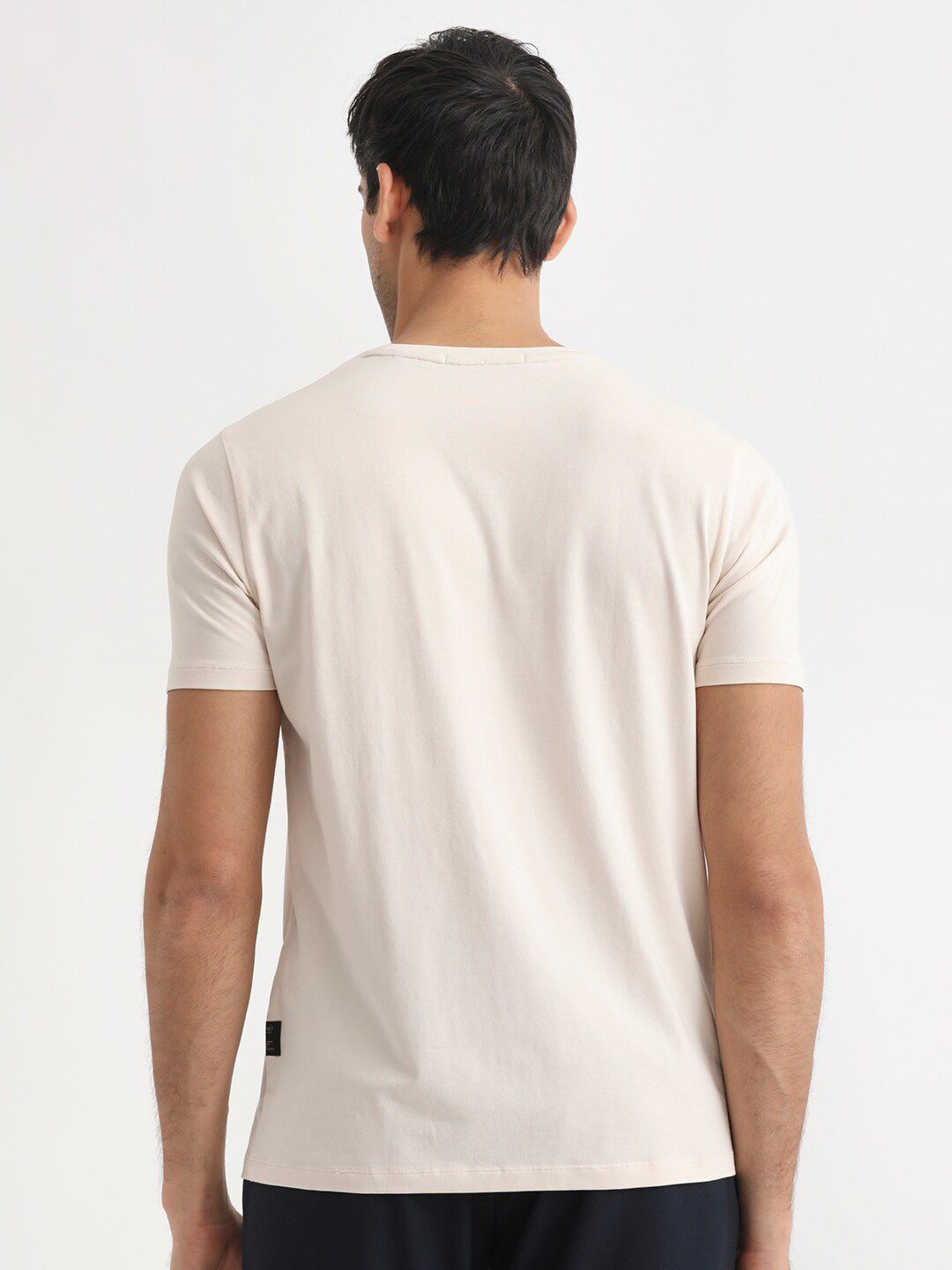 RARE RABBIT Men Caxton Typography Printed Pure Cotton Slim Fit T-Shirt