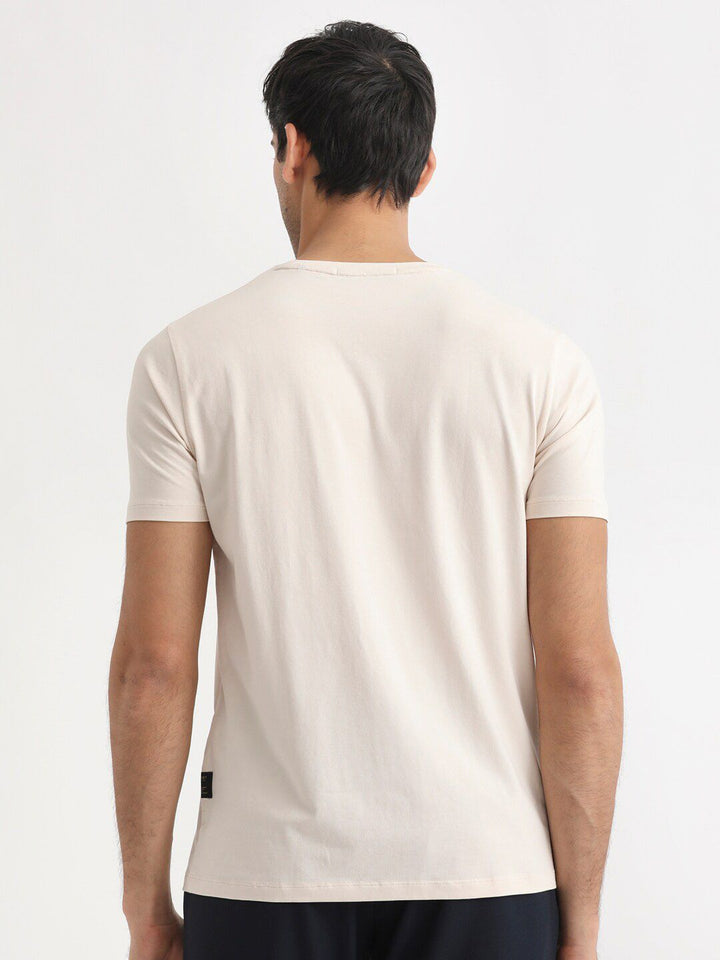 RARE RABBIT Men Caxton Typography Printed Pure Cotton Slim Fit T-Shirt